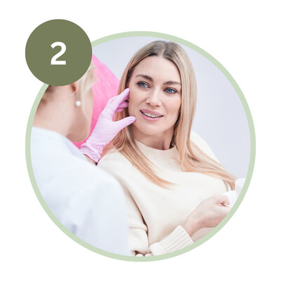 skin care professional giving a personal consultation